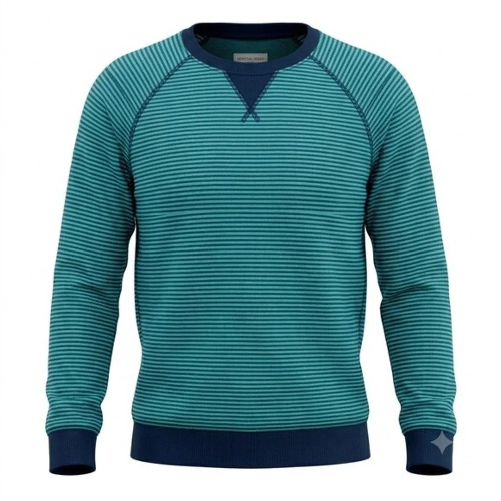 Lululemon‎ Reversible Striped Teal Black & Heathered Navy Long Sleeve Top 10 EUC